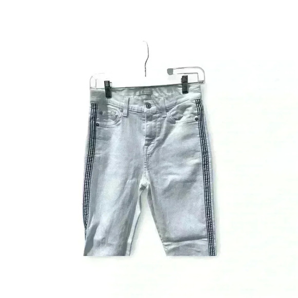 7 FOR ALL MANKIND Side Stripe High Waist Ankle Skinny Jeans In White Size 26 - Picture 6 of 10